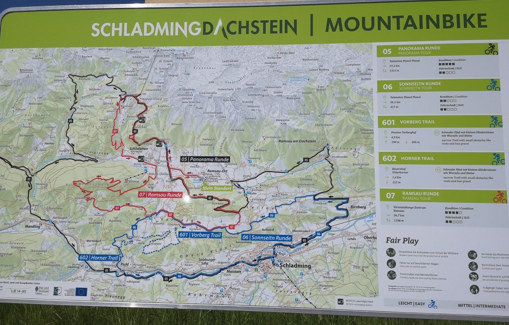 Mapa cyklotrás pre horský bicykel
