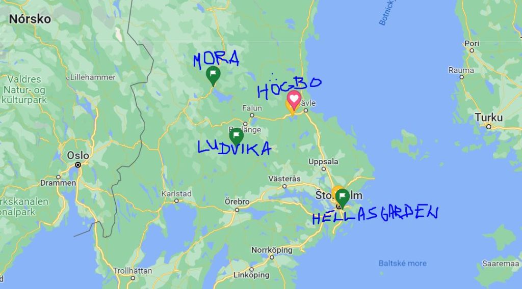 Bežkovanie vo Švédsku: Mapa bežkárskych stredísk vo Švédsku